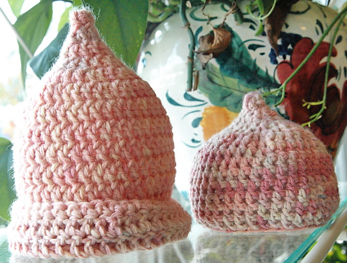Two Crocheted baby hats