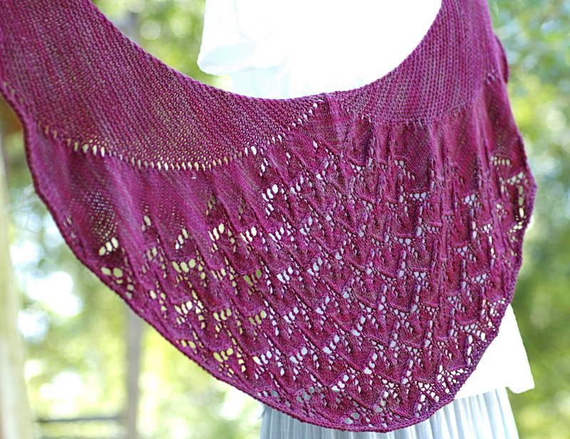 Purple Crescent shaped shawl