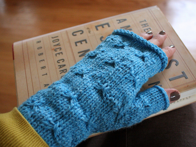 Fingerless Mitts with butterfly stitch